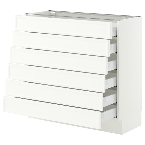SEKTION / MAXIMERA Base cabinet 6 fronts/6 low drawers, white/Aspudden matte white, 36x15x30 "