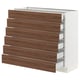 SEKTION kitchen storage unit. White base, six walnut drawers. Full-extension drawers with dampers for smooth, quiet close.