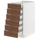 White SEKTION kitchen unit with six walnut wood drawers.