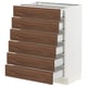SEKTION kitchen unit, white, 6 walnut drawers, wood grain, full-extension.