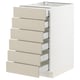 SEKTION kitchen cabinet in beige with five drawers, streamlined design, white frame, durable construction.