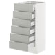 A white SEKTION kitchen cabinet with six grey drawers. It has a modern, clean design with full-extension drawers.