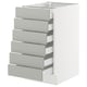 An ikea SEKTION kitchen base cabinet with six light grey drawers. It has a modern, minimalist design with smooth-running drawers.