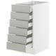 White SEKTION kitchen cabinet with six grey drawers, modern and minimalist.
