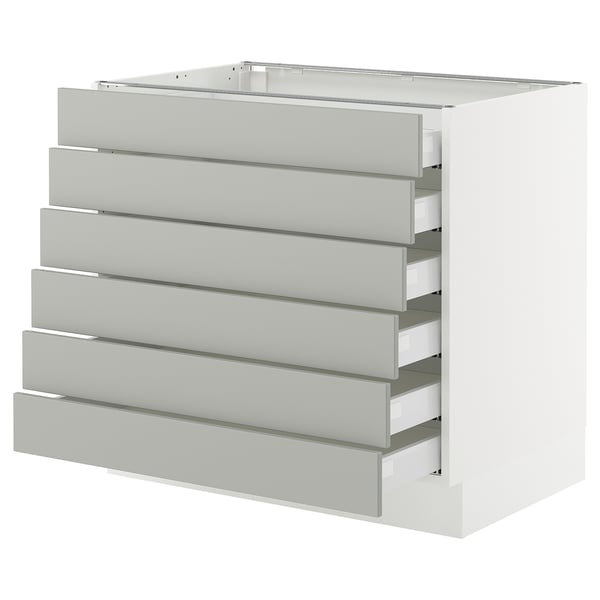 SEKTION kitchen unit, light grey, six drawers, modern design.