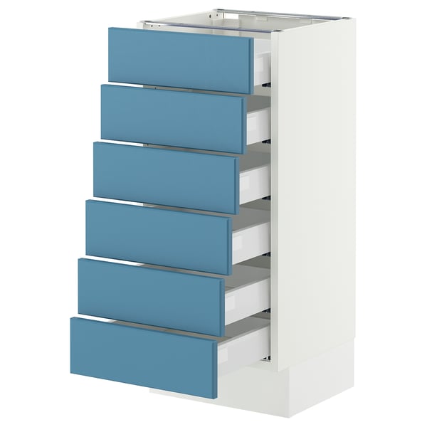 SEKTION / MAXIMERA Base cabinet 6 fronts/6 low drawers, white/Lerhyttan blue, 15x15x30 "