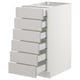 White SEKTION kitchen unit with six grey drawers, modern minimalist design.