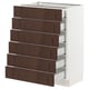SEKTION kitchen unit, white and dark brown, six drawers with oak veneer, rectangular, modern design.