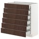 SEKTION kitchen cabinet, white & dark brown wood, six drawers, full-extension.