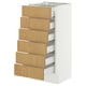 A white SEKTION cabinet with six wooden drawers, each featuring oak veneer and a smooth, full-extension design.