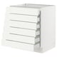 White SEKTION kitchen unit with multiple drawers, sleek and modern design.