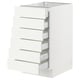 Ikea SEKTION white kitchen cabinet with five drawers.