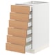 SEKTION modern white kitchen cabinet, six light oak drawers, slim design.