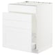 Displays a SEKTION kitchen cabinet in white with multiple drawers and a sleek design.