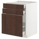 Modern white & brown kitchen cabinet, 3 drawers.