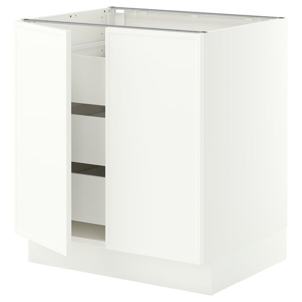 SEKTION / MAXIMERA Base cabinet w 2 doors/3 drawers, white/Aspudden matte white, 30x24x30 "