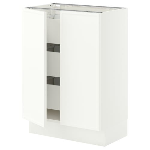 SEKTION / MAXIMERA Base cabinet w 2 doors/3 drawers, white/Aspudden matte white, 24x15x30 "