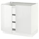 White kitchen cabinet, modern design, glossy finish, rectangular shape, with open compartments and metal support.