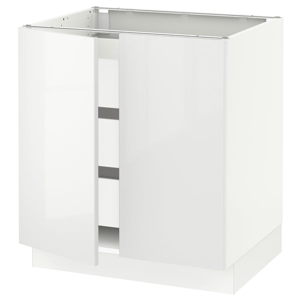 SEKTION kitchen cabinet, white, glossy finish, square shape, modern design.