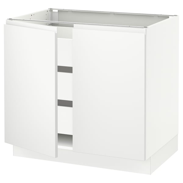 SEKTION white kitchen cabinet, sleek modern design, glossy finish, rectangular shape, minimalist style.