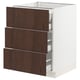 SEKTION kitchen cabinet, white & dark brown, 3 drawers, oak veneer, square shape, modern design.