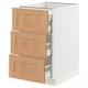 SEKTION kitchen cabinet in white with oak drawers, three pull-out drawers, sturdy design.