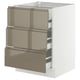 Ikea SEKTION kitchen unit, white & dark grey-brown glossy drawers, stainless steel handles.
