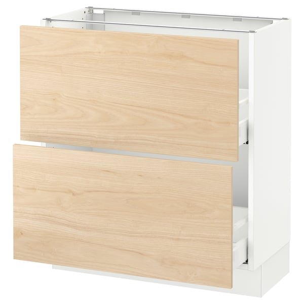 Ikea SEKTION kitchen unit, white with light ash wood drawers.