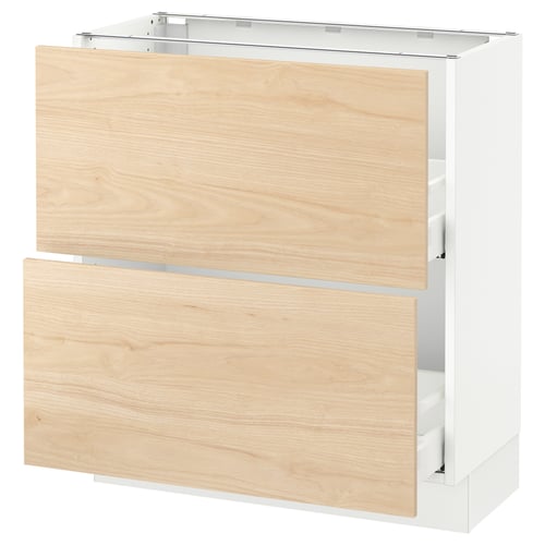 Ikea SEKTION kitchen unit, white with light ash wood drawers.