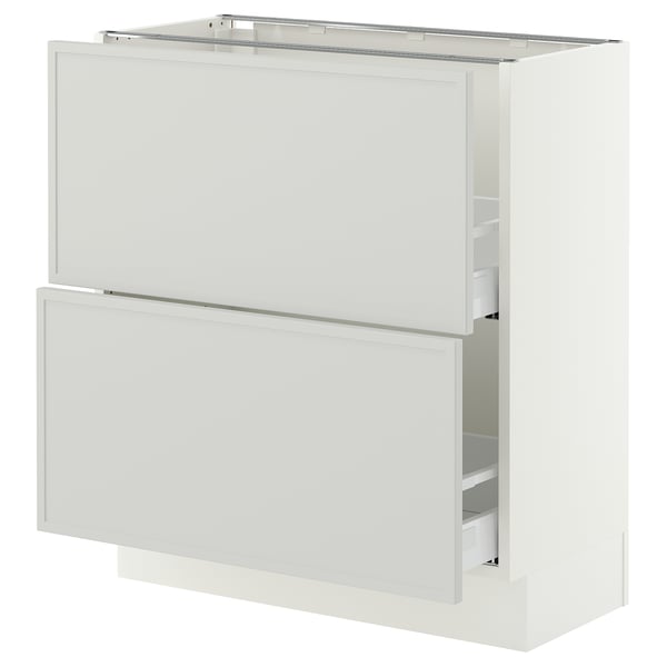 SEKTION / MAXIMERA Base cabinet with 2 drawers, white/Aspudden light gray, 30x15x30 "