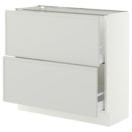 SEKTION / MAXIMERA Base cabinet with 2 drawers, white/Aspudden light gray, 36x15x30 "
