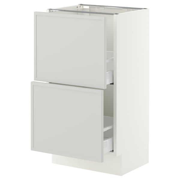 SEKTION / MAXIMERA Base cabinet with 2 drawers, white/Aspudden light gray, 18x15x30 "