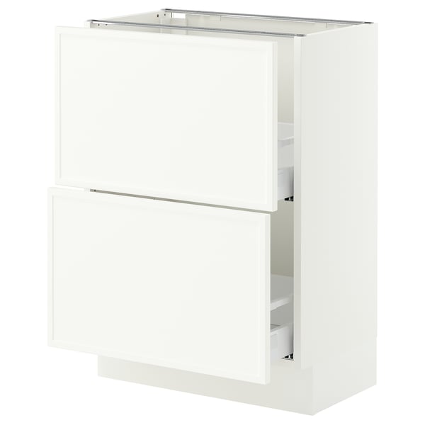SEKTION / MAXIMERA Base cabinet with 2 drawers, white/Aspudden matte white, 24x15x30 "