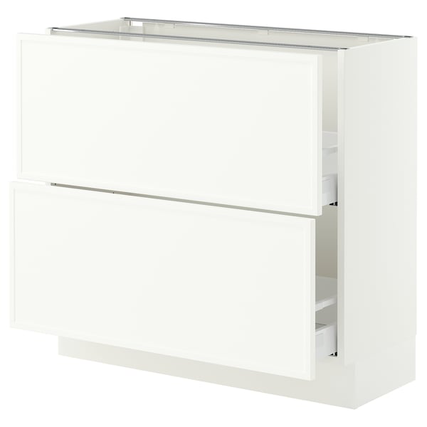 SEKTION / MAXIMERA Base cabinet with 2 drawers, white/Aspudden matte white, 36x15x30 "