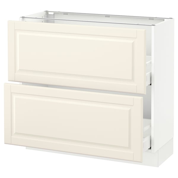 SEKTION kitchen cabinet, off-white, rectangular, with two drawers, bevelled edges.