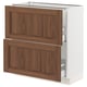 An ikea SEKTION base kitchen cabinet with walnut-colored wood grain doors and a white frame. It has two drawers with smooth, slow-close mechanisms.