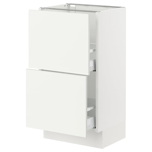 SEKTION white kitchen cabinet with two drawers, sleek modern design.
