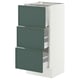 SEKTION / MAXIMERA Base cabinet with 3 drawers, white/Aspudden dark gray-green, 15x15x30 "