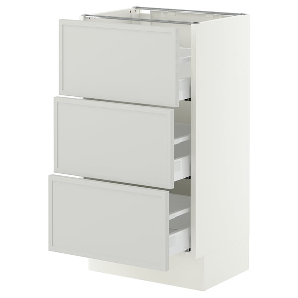 SEKTION / MAXIMERA Base cabinet with 3 drawers, white/Aspudden light gray, 18x15x30 "
