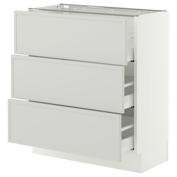 SEKTION / MAXIMERA Base cabinet with 3 drawers, white/Aspudden light gray, 30x15x30 "