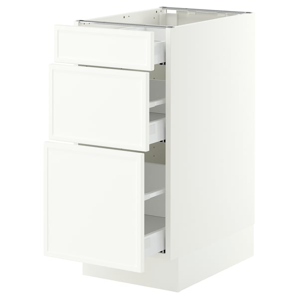 SEKTION / MAXIMERA Base cabinet with 3 drawers, white/Aspudden matte white, 15x24x30 "