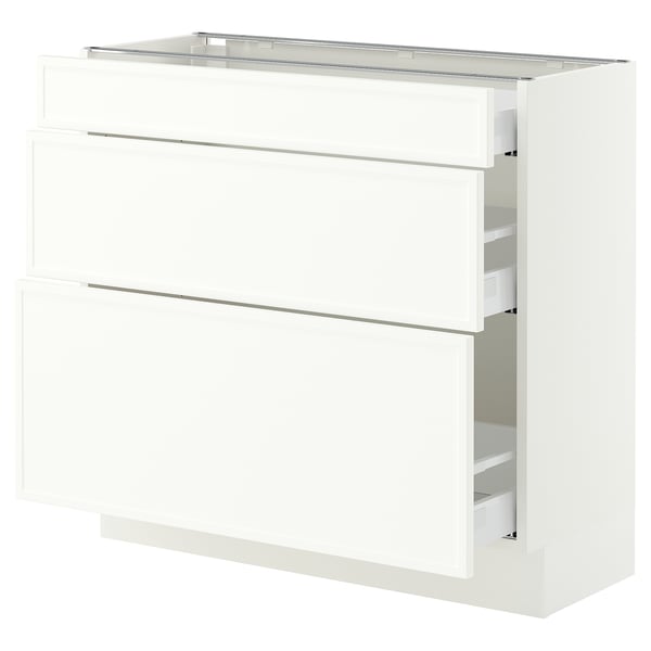 SEKTION / MAXIMERA Base cabinet with 3 drawers, white/Aspudden matte white, 36x15x30 "