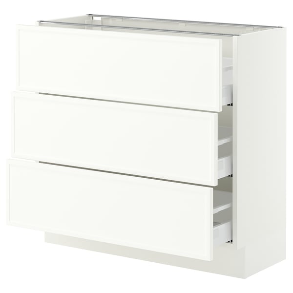 SEKTION / MAXIMERA Base cabinet with 3 drawers, white/Aspudden matte white, 36x15x30 "