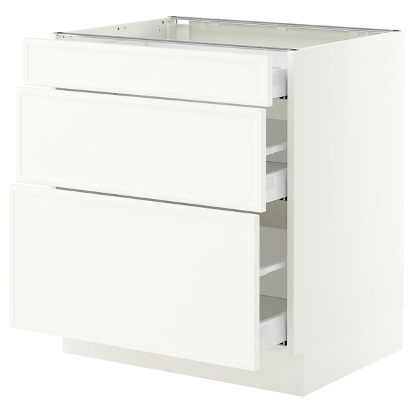 SEKTION / MAXIMERA Base cabinet with 3 drawers, white/Aspudden matte white, 30x24x30 "