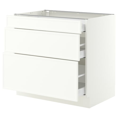 SEKTION / MAXIMERA Base cabinet with 3 drawers, white/Aspudden matte white, 36x24x30 "