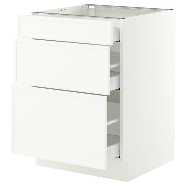 SEKTION / MAXIMERA Base cabinet with 3 drawers, white/Aspudden matte white, 24x24x30 "