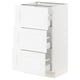 An ikea SEKTION kitchen cabinet in white with three drawers. The cabinet has a sleek, modern design with a smooth finish.