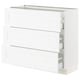 SEKTION white kitchen cabinet with drawers and shelves.