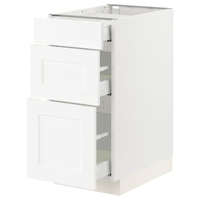 SEKTION white kitchen cabinet with drawers, sleek design.