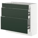 Modern kitchen unit, SEKTION line, green, with white frame, three drawers in clean, rectangular design.